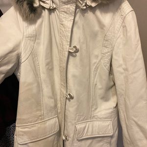 Danier White Leather Jacket size Med